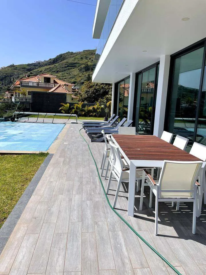 Terrace dining by the heated pool.