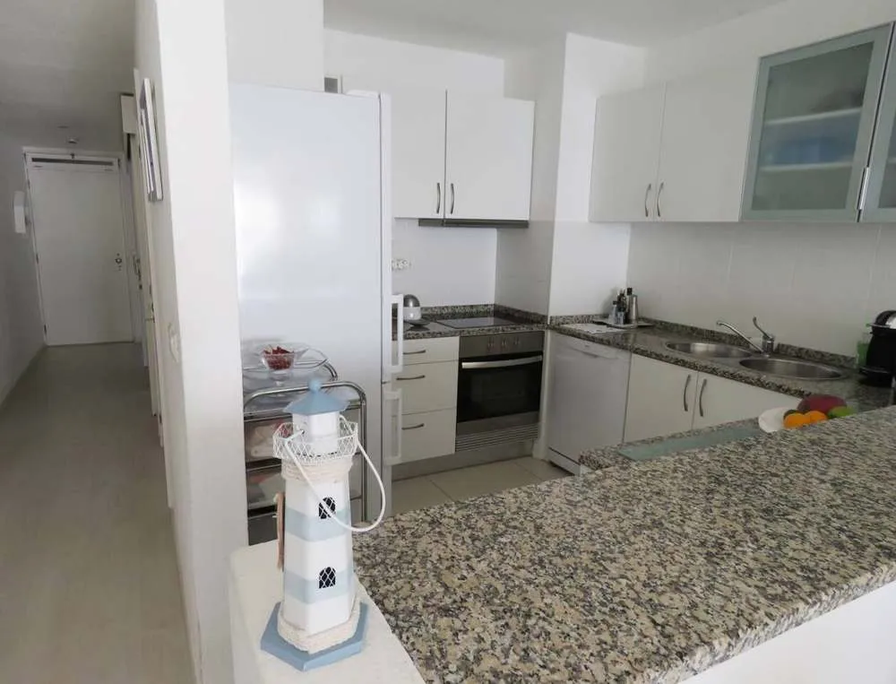 The kitchen with dishwasher and oven.